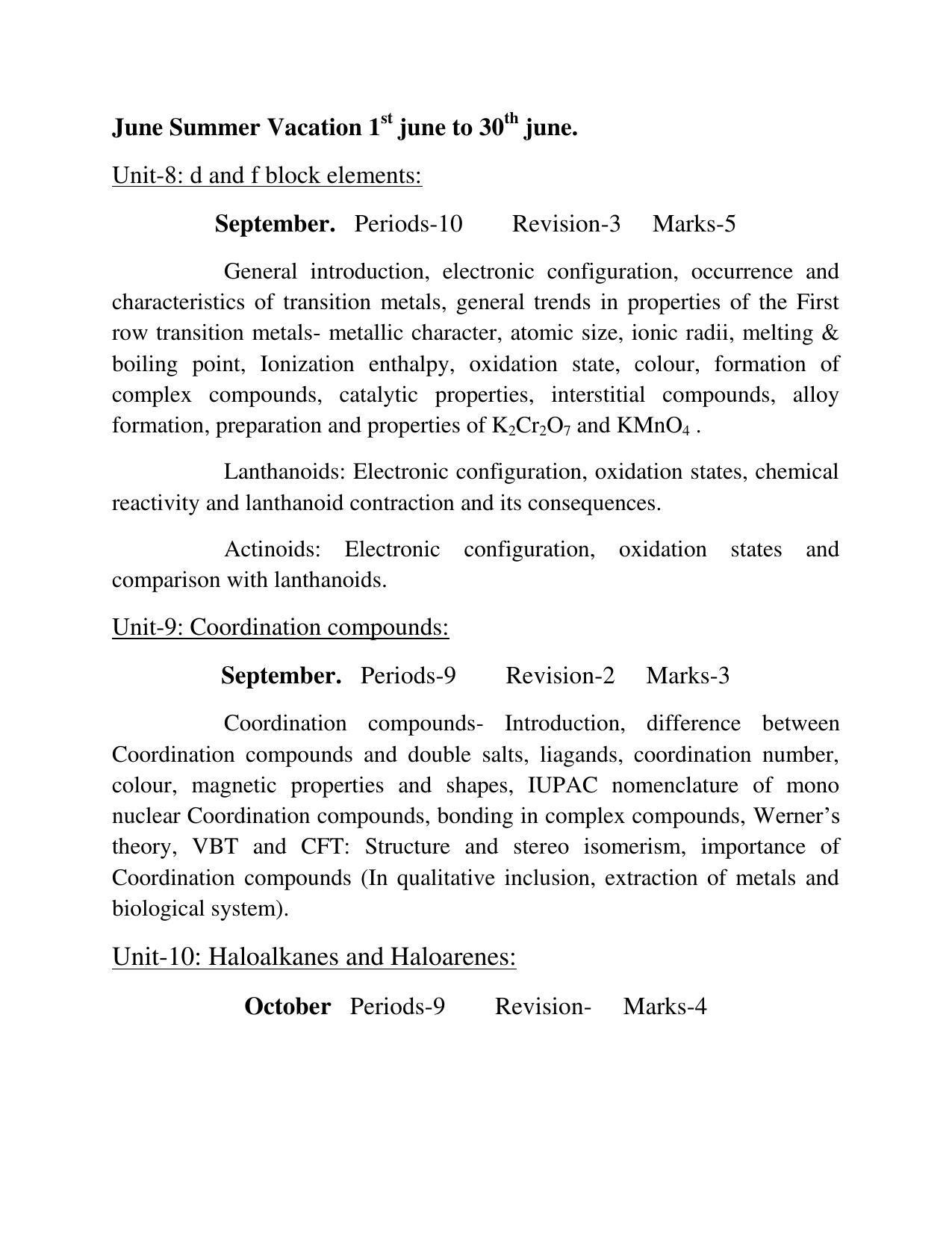 Haryana Board Class 12 Chemistry Syllabus 2023 - Page 3