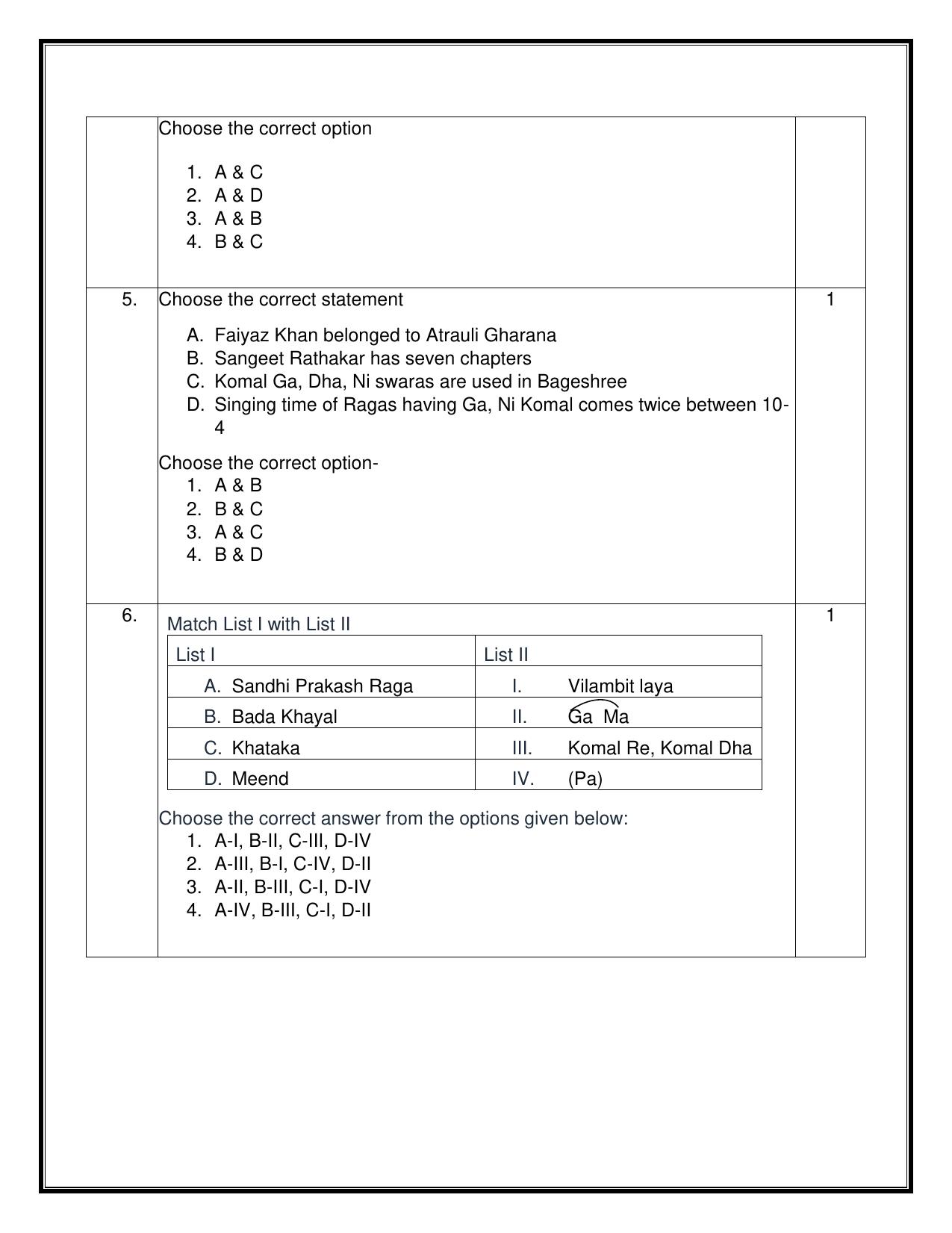 CBSE Class 12 Hindustani Music (Vocal) Sample Question Paper 2024-25 - Page 2