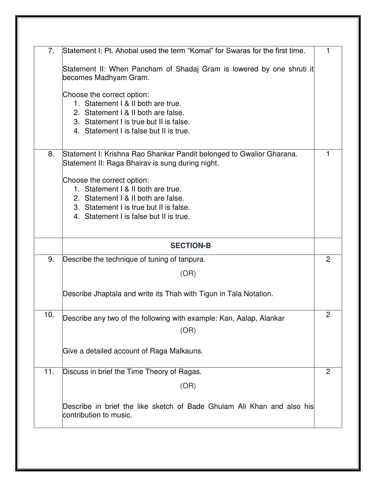 CBSE Class 12 Hindustani Music (Vocal) Sample Question Paper 2024-25 - Page 3