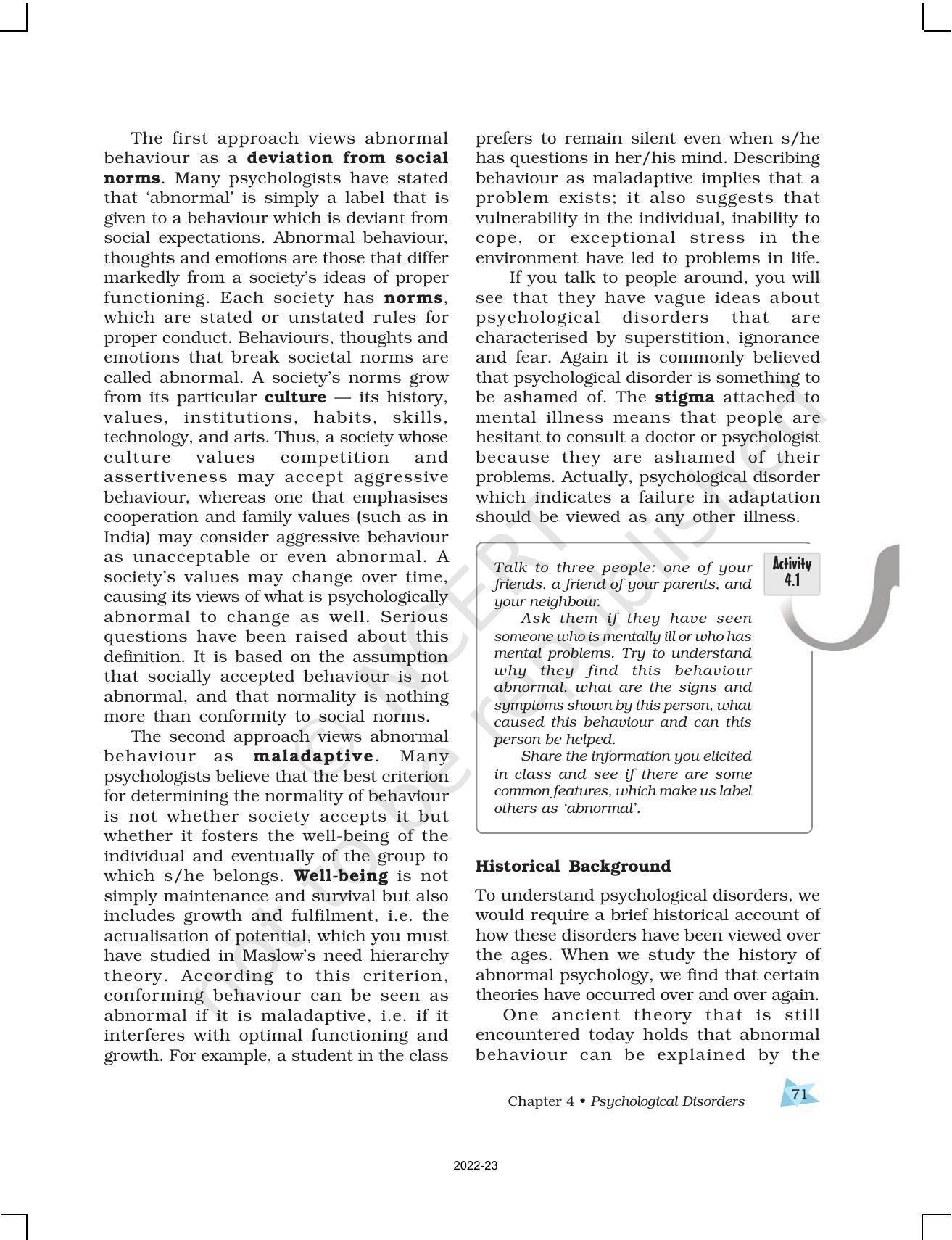 NCERT Book for Class 12 Psychology Chapter 4 Psychological Disorders - Page 3
