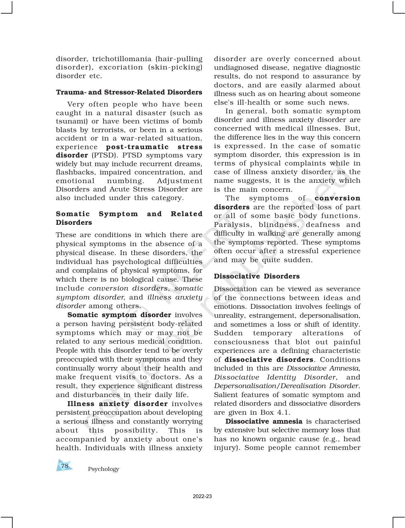 NCERT Book for Class 12 Psychology Chapter 4 Psychological Disorders - Page 10