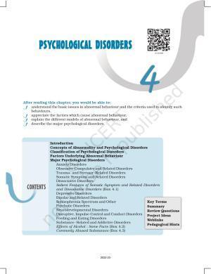 NCERT Book for Class 12 Psychology Chapter 4 Psychological Disorders
