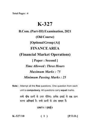 Sarguja University Question Paper - 2022 :   B.Com. Part Three (10+2+3) 3 Y DC (Old Course ) (II) Financial Market Operations Paper II