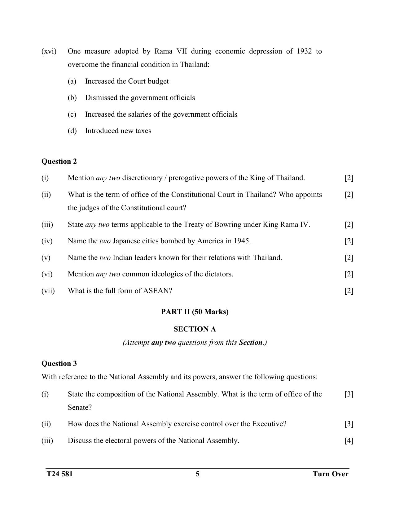 ICSE Class 10 History & Civics (Thailand) 2024 Question Paper - Page 5