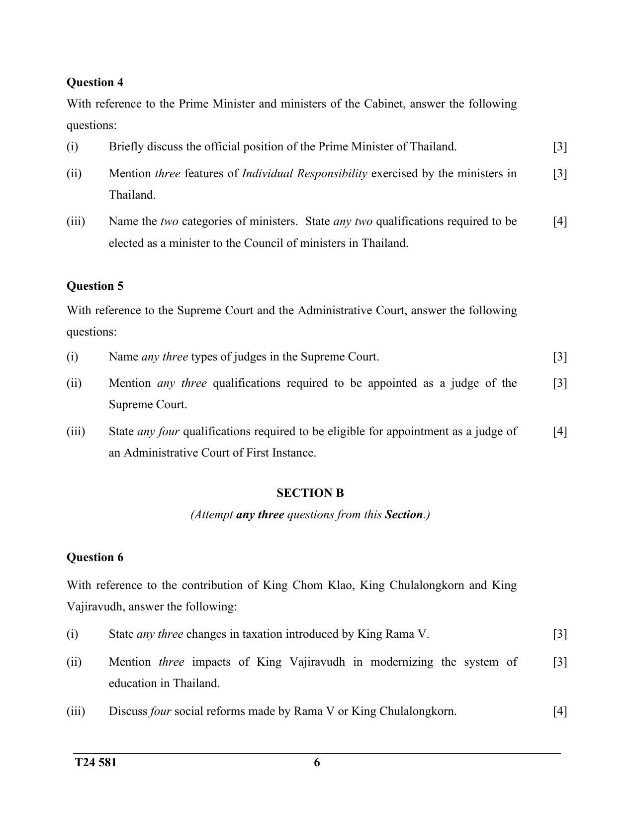 ICSE Class 10 History & Civics (Thailand) 2024 Question Paper - Page 6