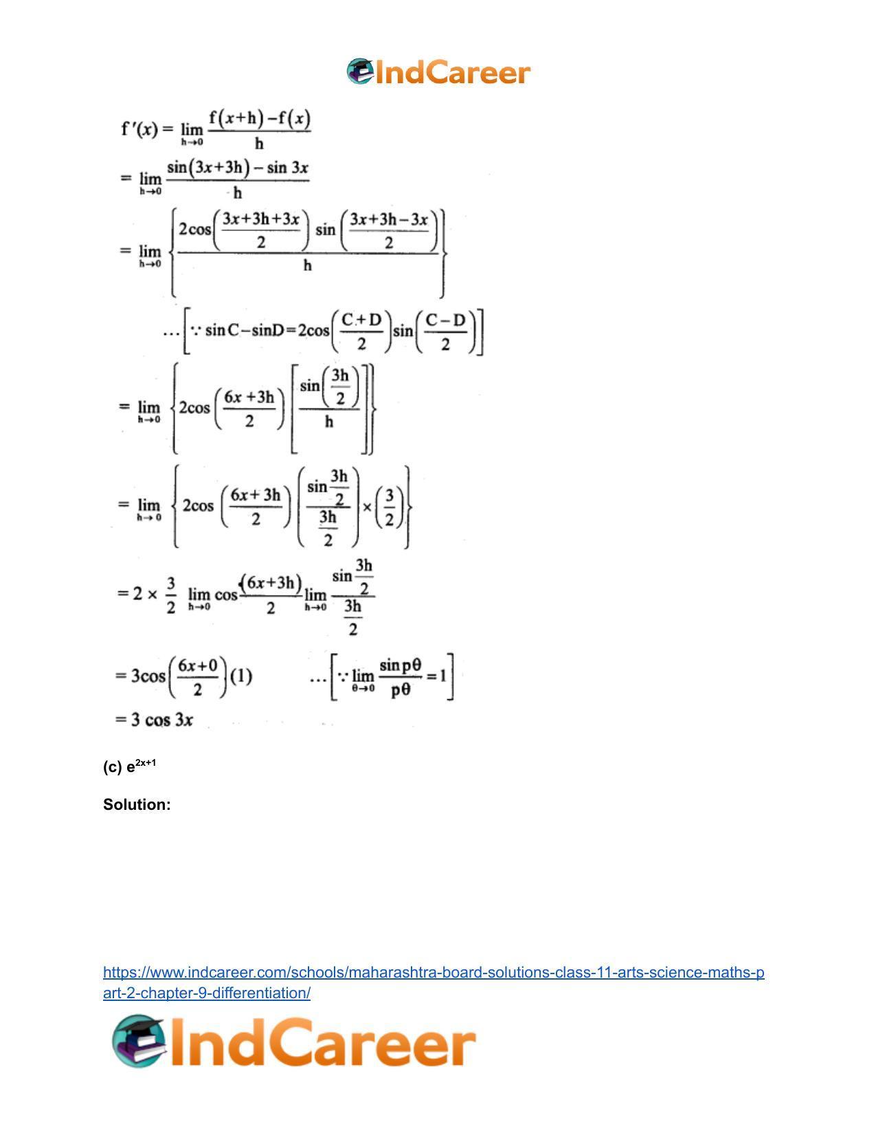 Maharashtra Board Solutions Class 11-Arts & Science Maths (Part 2): Chapter 9- Differentiation - Page 4
