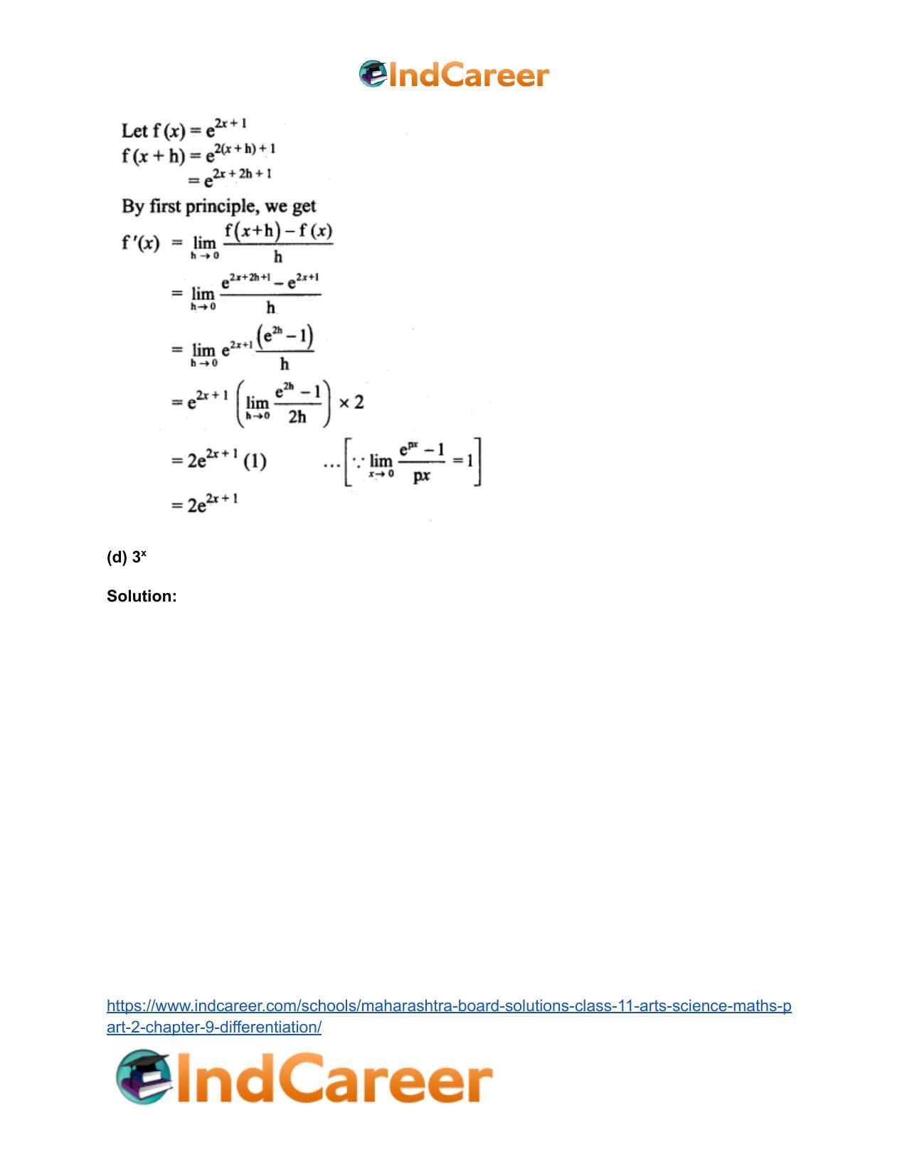 Maharashtra Board Solutions Class 11-Arts & Science Maths (Part 2): Chapter 9- Differentiation - Page 5