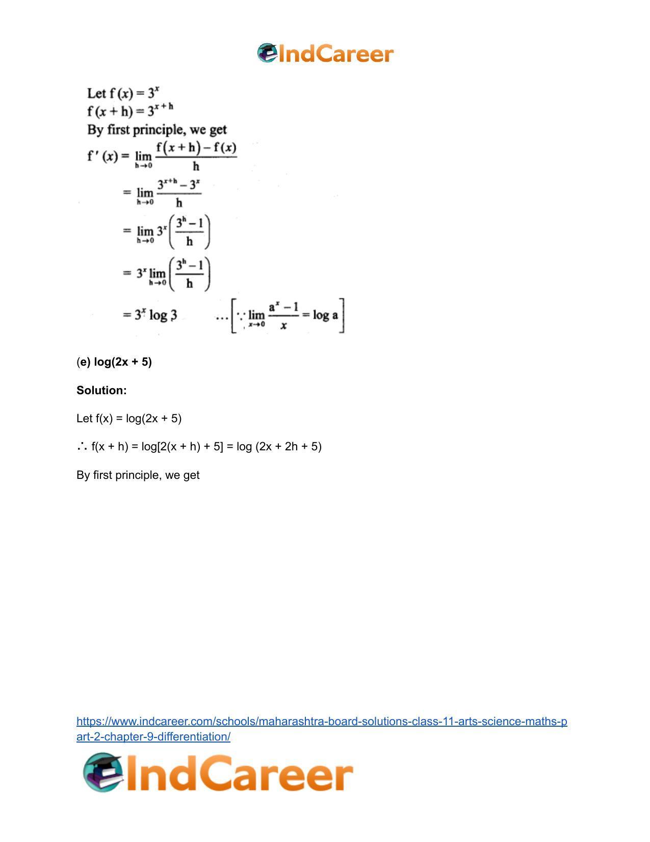 Maharashtra Board Solutions Class 11-Arts & Science Maths (Part 2): Chapter 9- Differentiation - Page 6