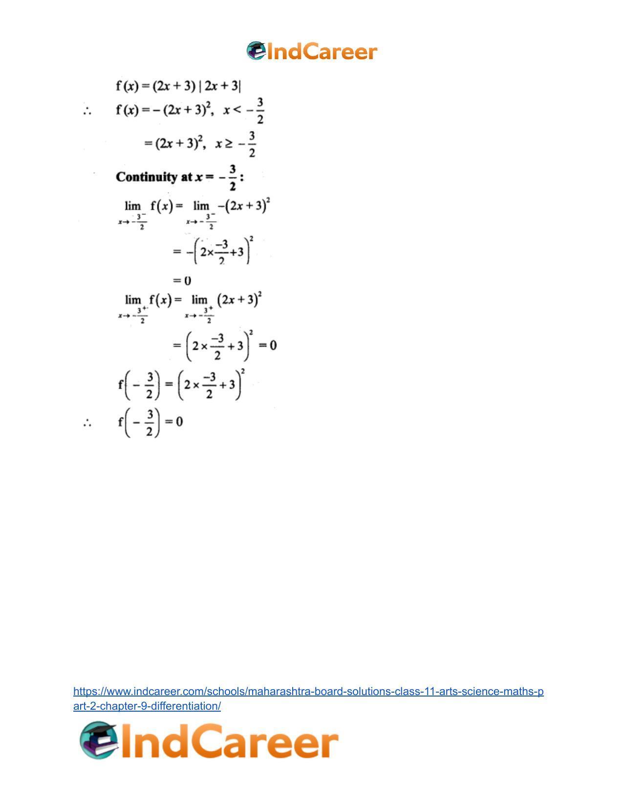 Maharashtra Board Solutions Class 11-Arts & Science Maths (Part 2): Chapter 9- Differentiation - Page 22