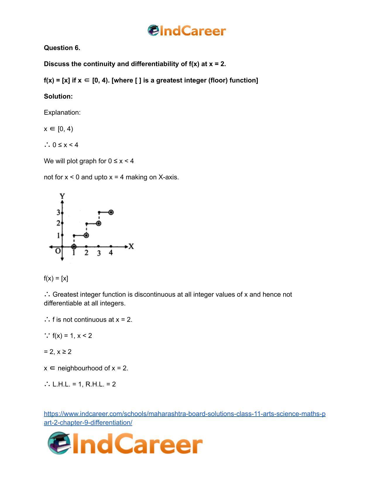 Maharashtra Board Solutions Class 11-Arts & Science Maths (Part 2): Chapter 9- Differentiation - Page 24