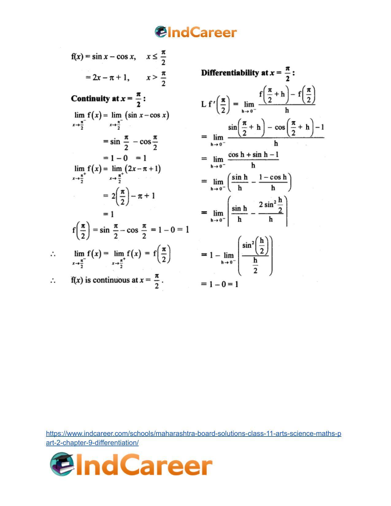 Maharashtra Board Solutions Class 11-Arts & Science Maths (Part 2): Chapter 9- Differentiation - Page 28