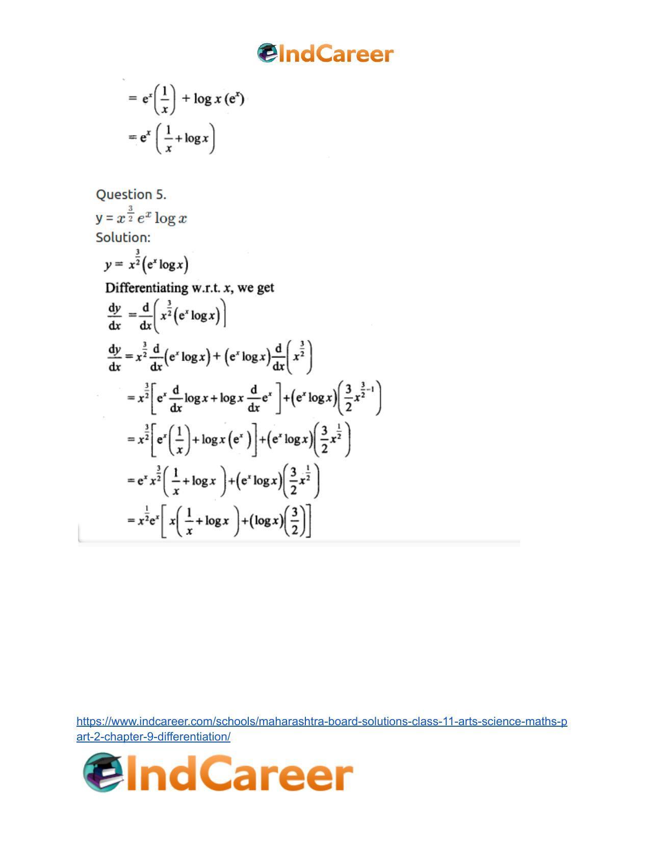 Maharashtra Board Solutions Class 11-Arts & Science Maths (Part 2): Chapter 9- Differentiation - Page 38