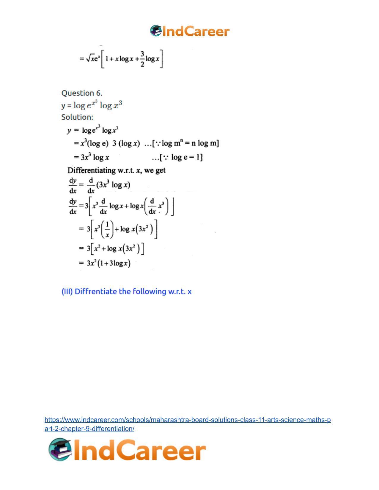 Maharashtra Board Solutions Class 11-Arts & Science Maths (Part 2): Chapter 9- Differentiation - Page 39