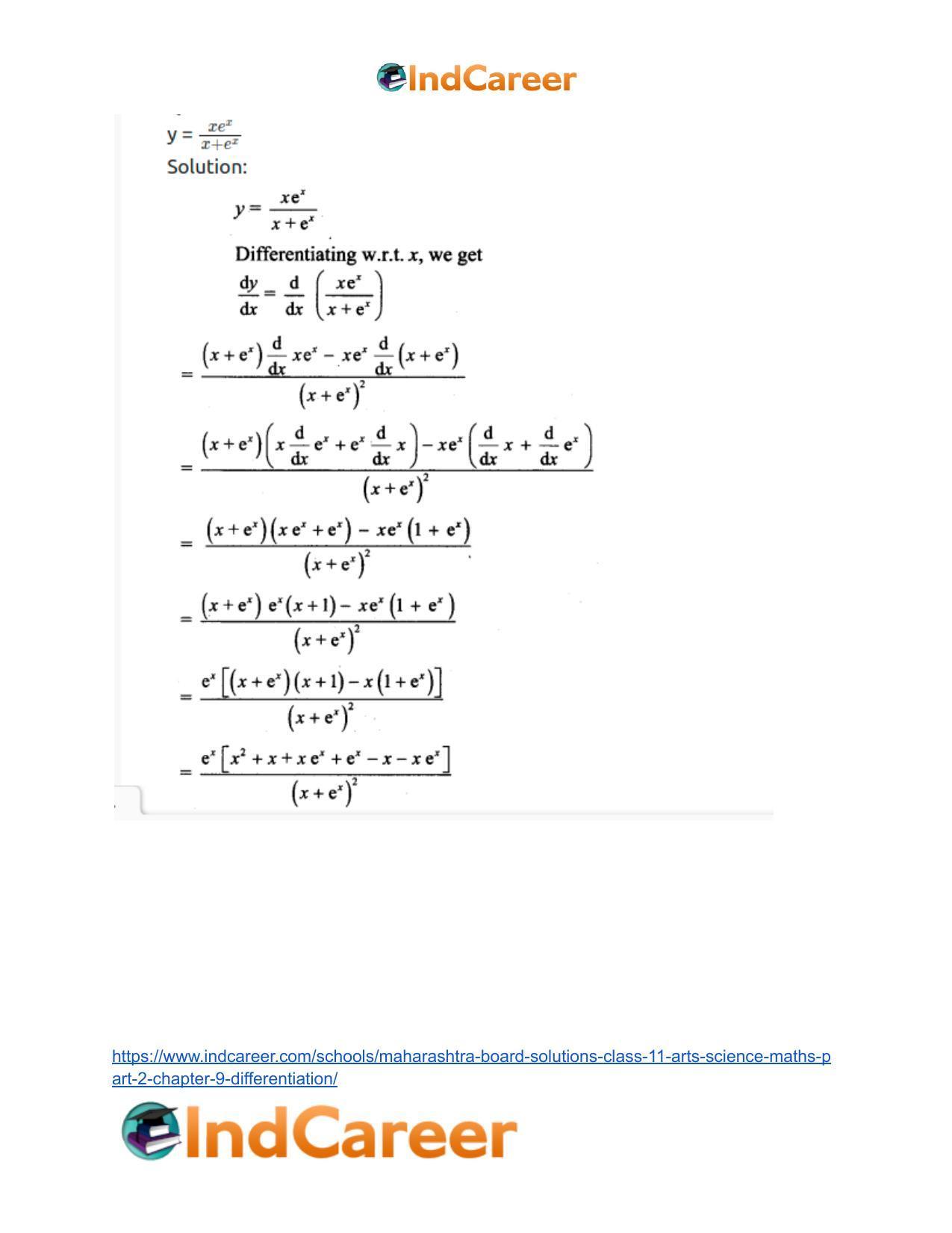 Maharashtra Board Solutions Class 11-Arts & Science Maths (Part 2): Chapter 9- Differentiation - Page 48
