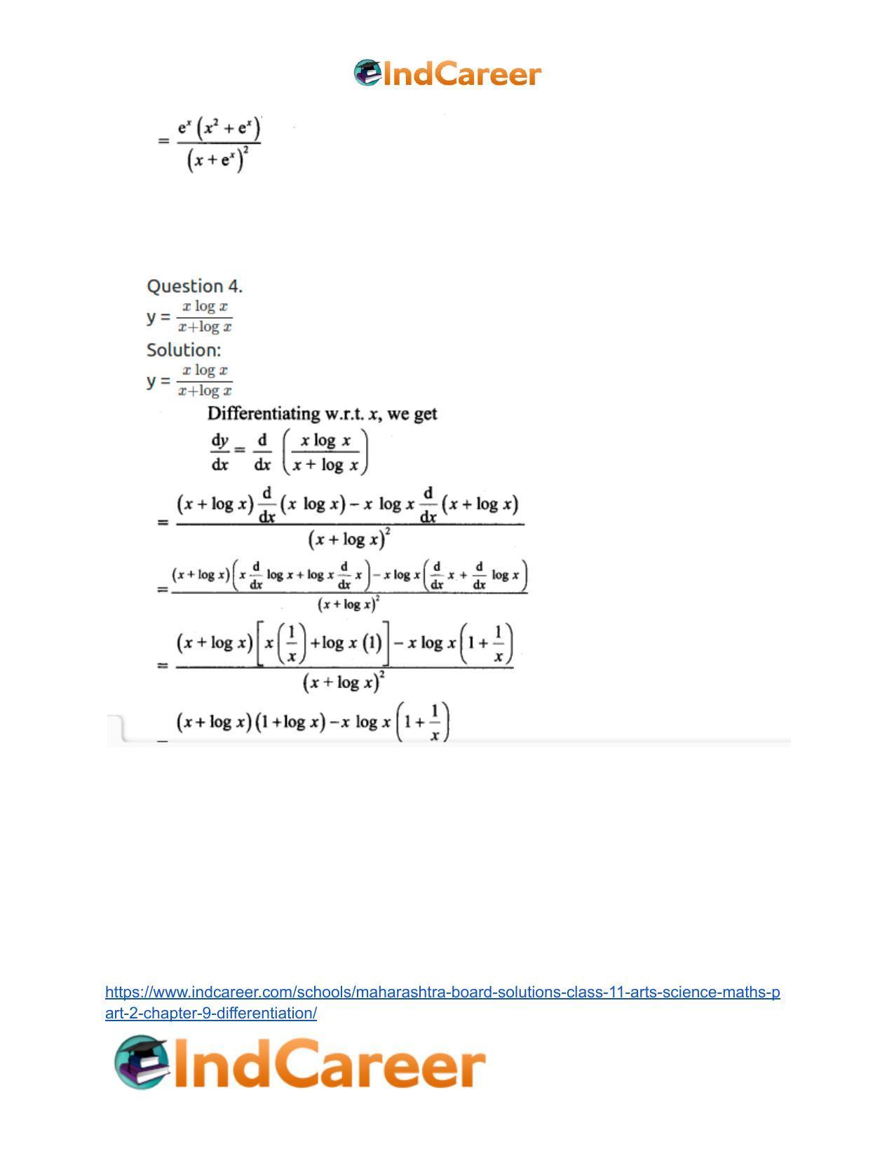 Maharashtra Board Solutions Class 11-Arts & Science Maths (Part 2): Chapter 9- Differentiation - Page 49