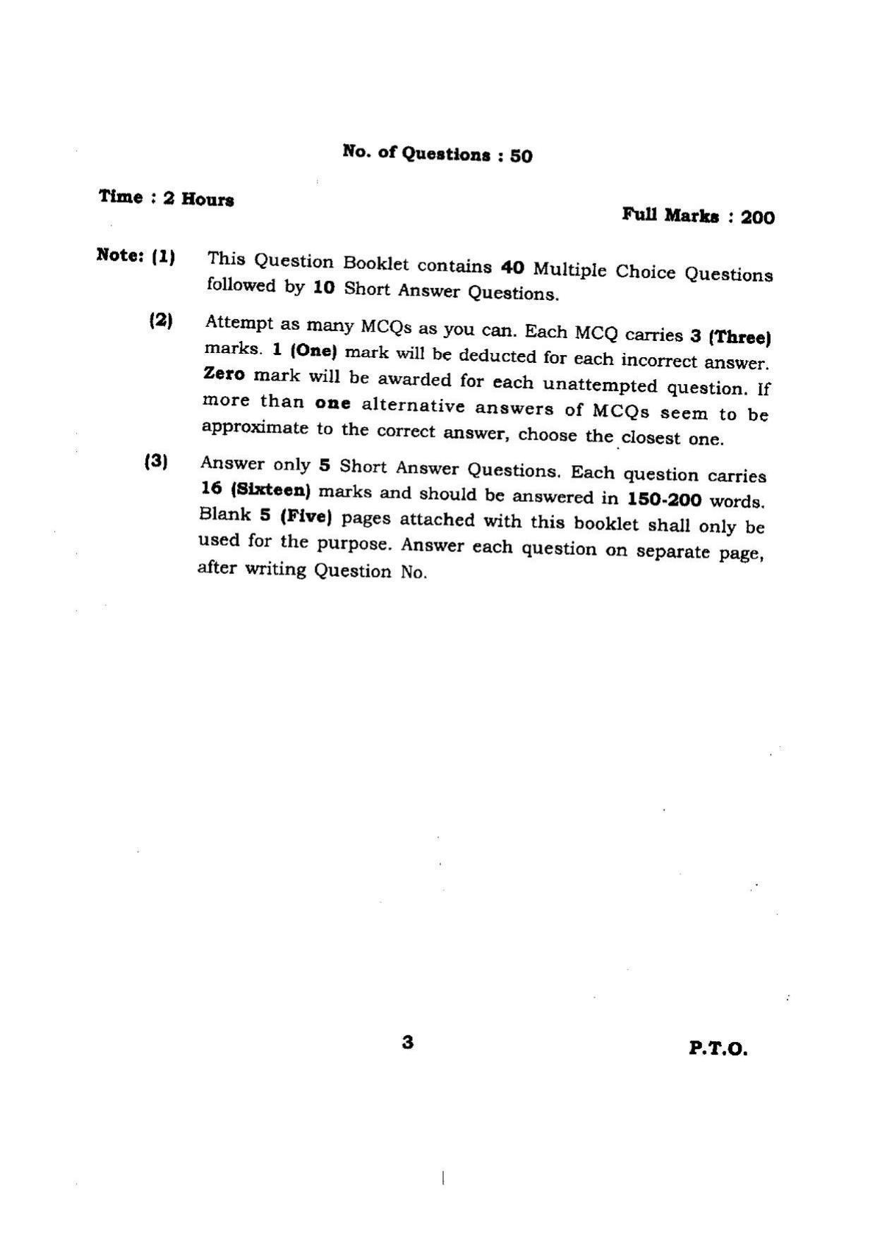 BHU RET Entomology & Ag. Zoology 2014 Question Paper - Page 3