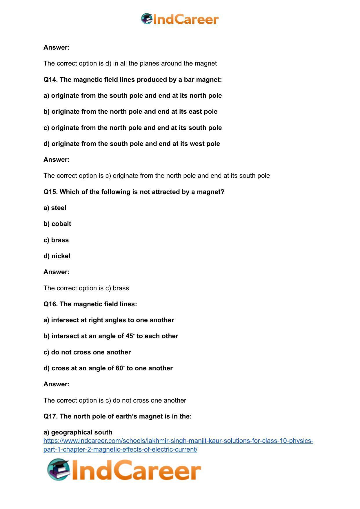 Lakhmir Singh Manjit Kaur Solutions for Class 10 Physics (Part 1) Chapter 2- Magnetic Effects Of Electric Current - Page 6