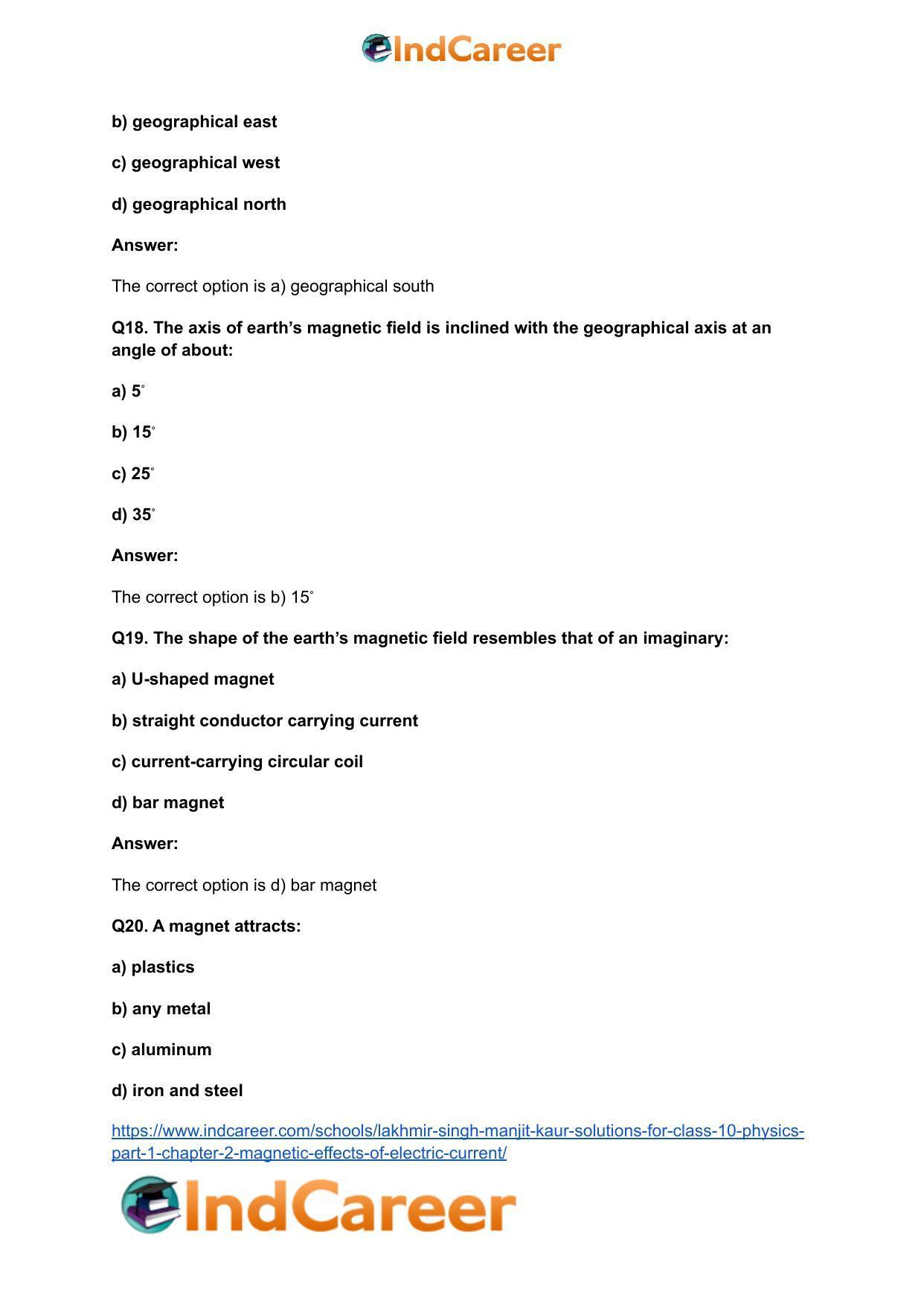 Lakhmir Singh Manjit Kaur Solutions for Class 10 Physics (Part 1) Chapter 2- Magnetic Effects Of Electric Current - Page 7
