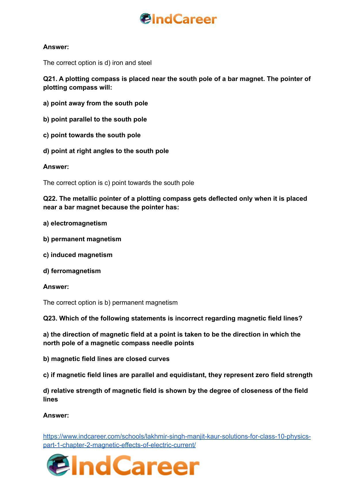 Lakhmir Singh Manjit Kaur Solutions for Class 10 Physics (Part 1) Chapter 2- Magnetic Effects Of Electric Current - Page 8