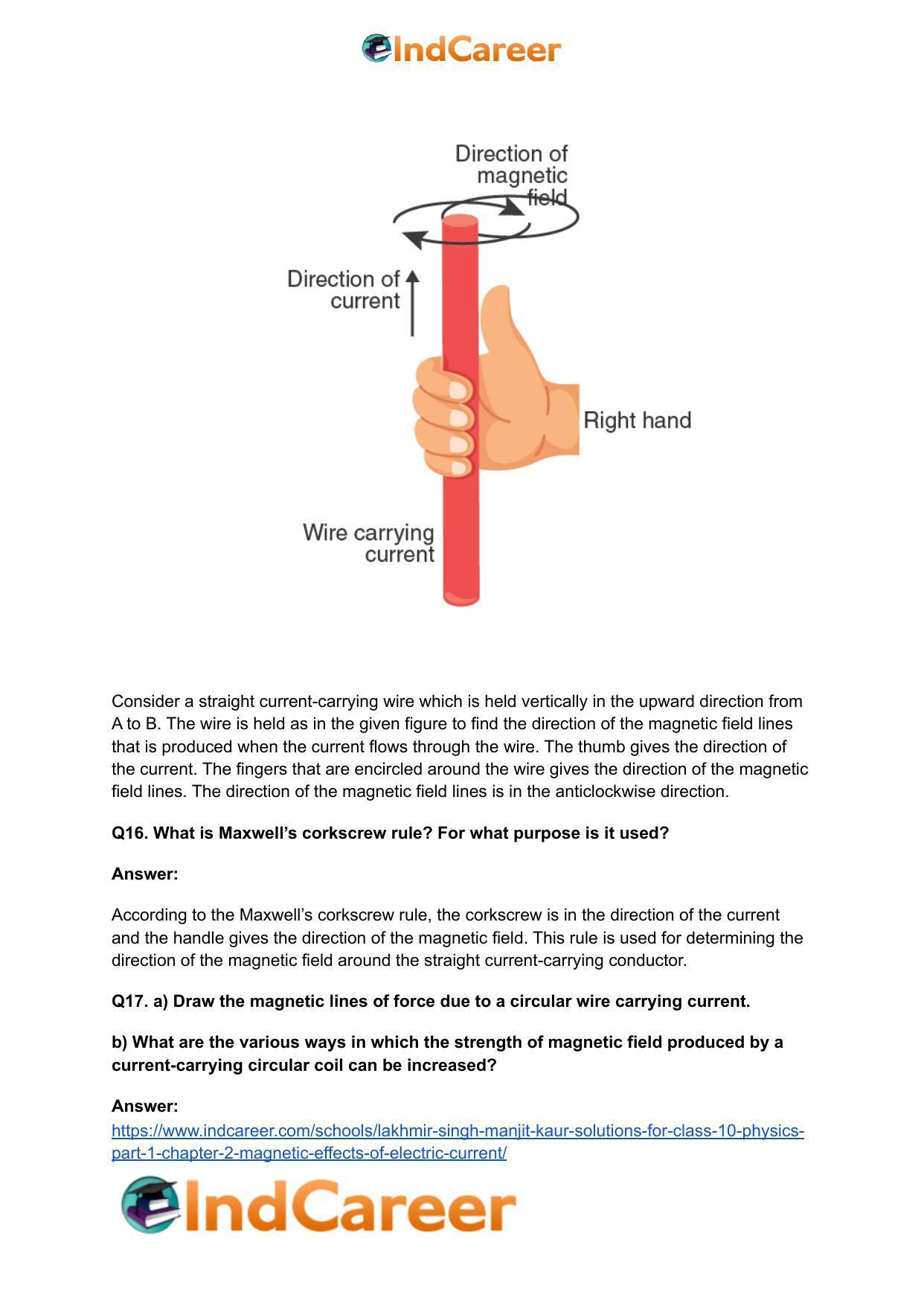 Lakhmir Singh Manjit Kaur Solutions for Class 10 Physics (Part 1) Chapter 2- Magnetic Effects Of Electric Current - Page 14