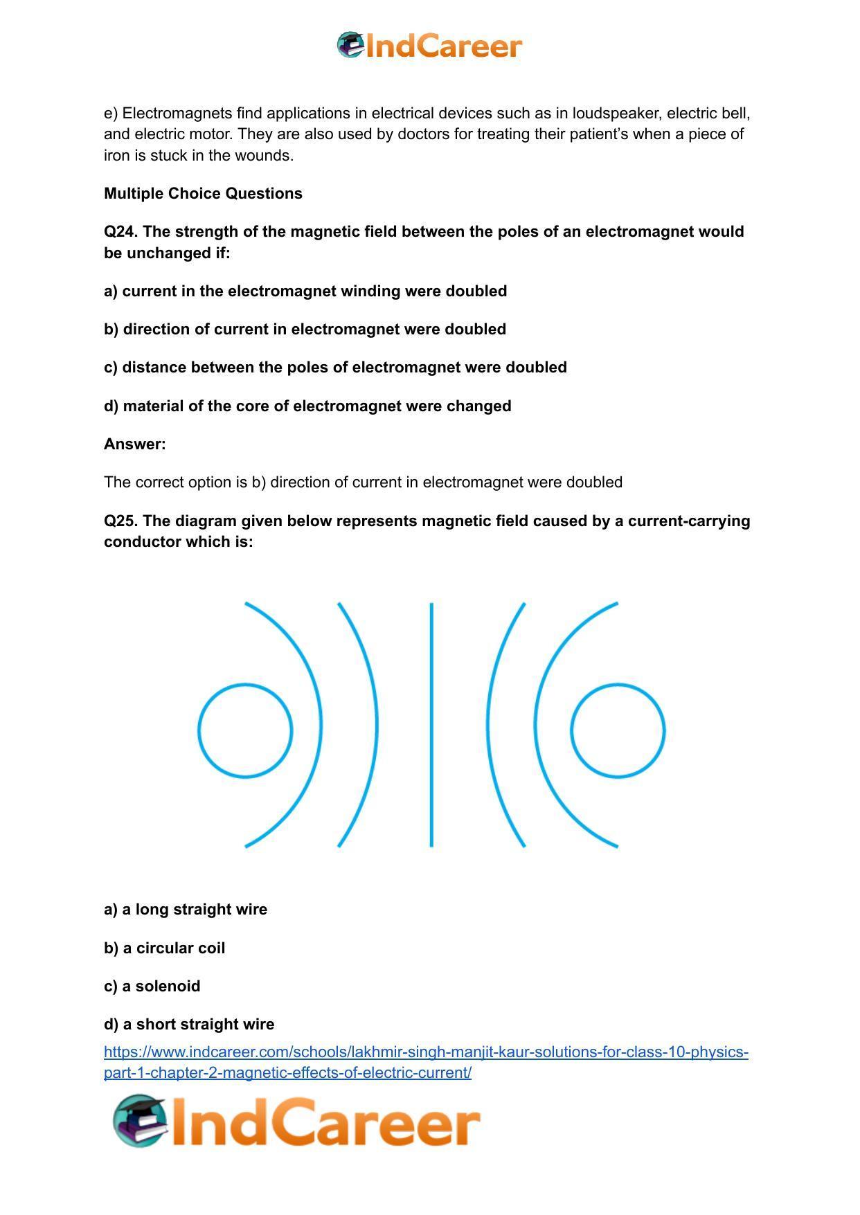 Lakhmir Singh Manjit Kaur Solutions for Class 10 Physics (Part 1) Chapter 2- Magnetic Effects Of Electric Current - Page 20
