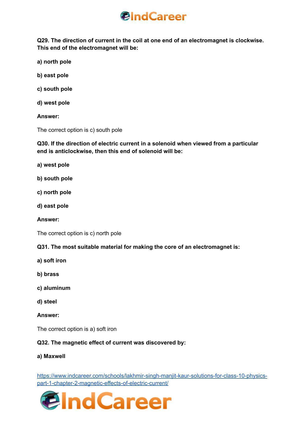 Lakhmir Singh Manjit Kaur Solutions for Class 10 Physics (Part 1) Chapter 2- Magnetic Effects Of Electric Current - Page 22