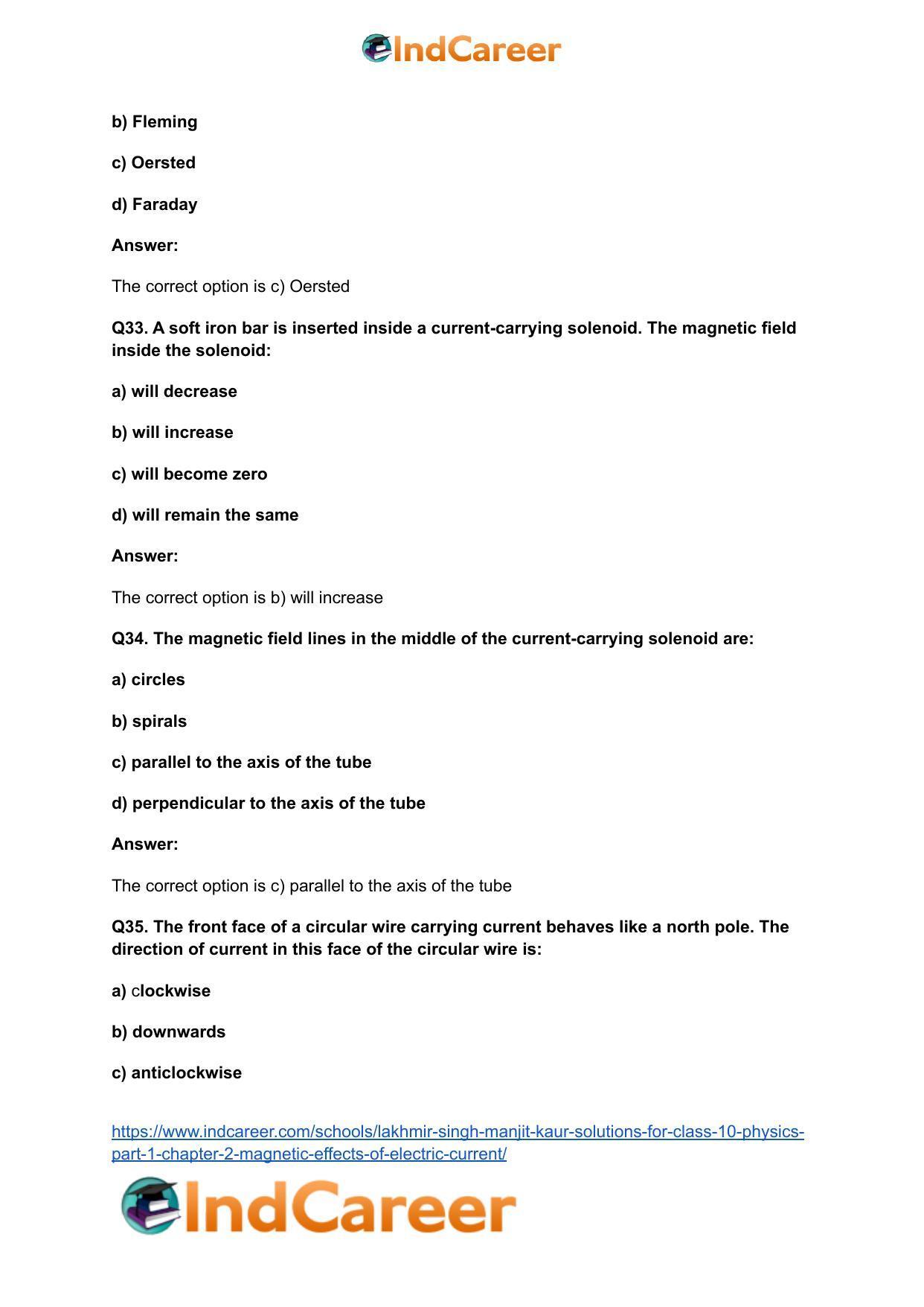 Lakhmir Singh Manjit Kaur Solutions for Class 10 Physics (Part 1) Chapter 2- Magnetic Effects Of Electric Current - Page 23
