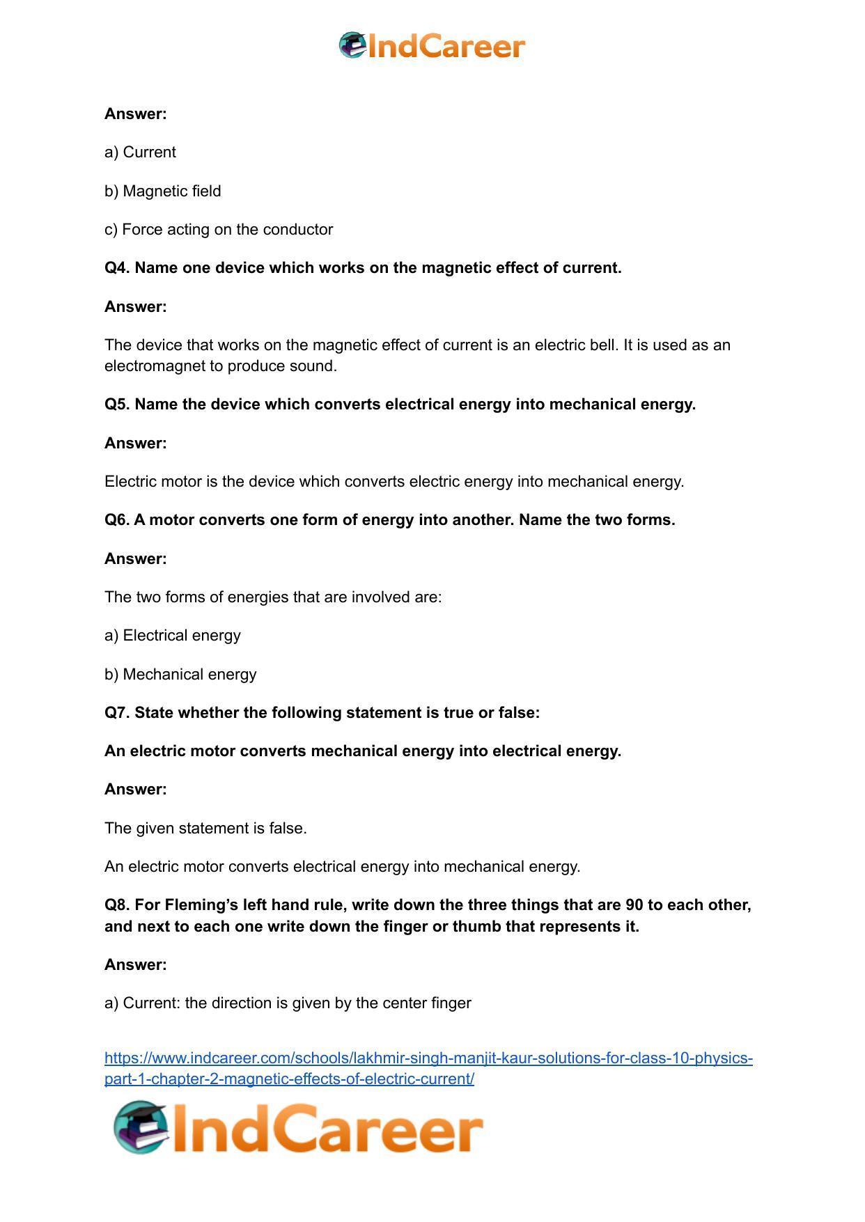 Lakhmir Singh Manjit Kaur Solutions for Class 10 Physics (Part 1) Chapter 2- Magnetic Effects Of Electric Current - Page 25