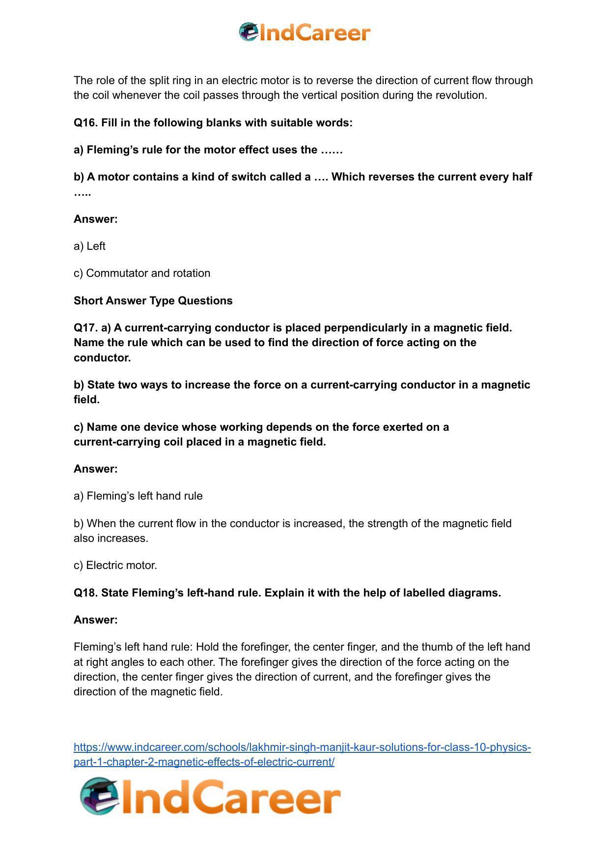 Lakhmir Singh Manjit Kaur Solutions for Class 10 Physics (Part 1) Chapter 2- Magnetic Effects Of Electric Current - Page 27