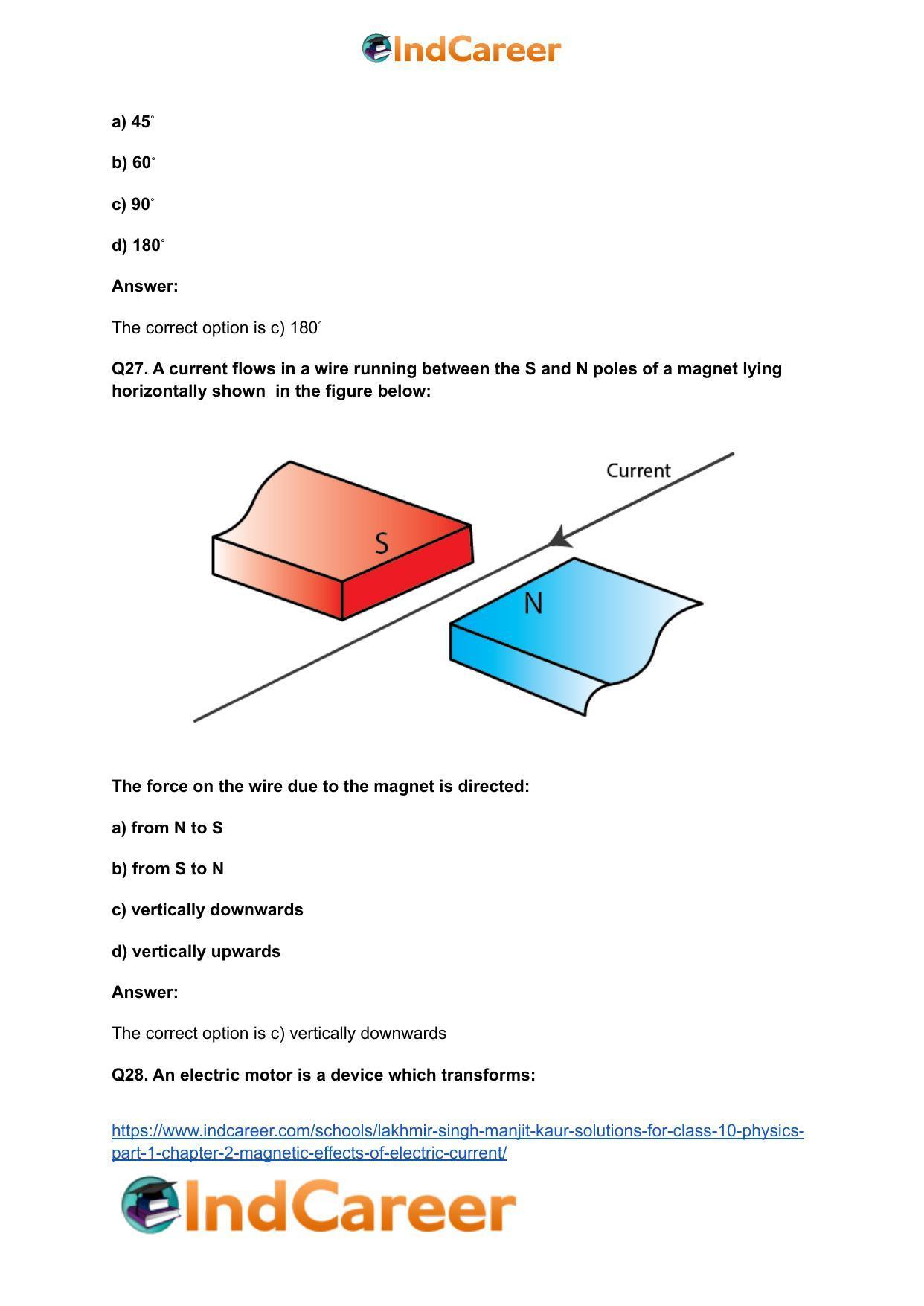 Lakhmir Singh Manjit Kaur Solutions for Class 10 Physics (Part 1) Chapter 2- Magnetic Effects Of Electric Current - Page 33
