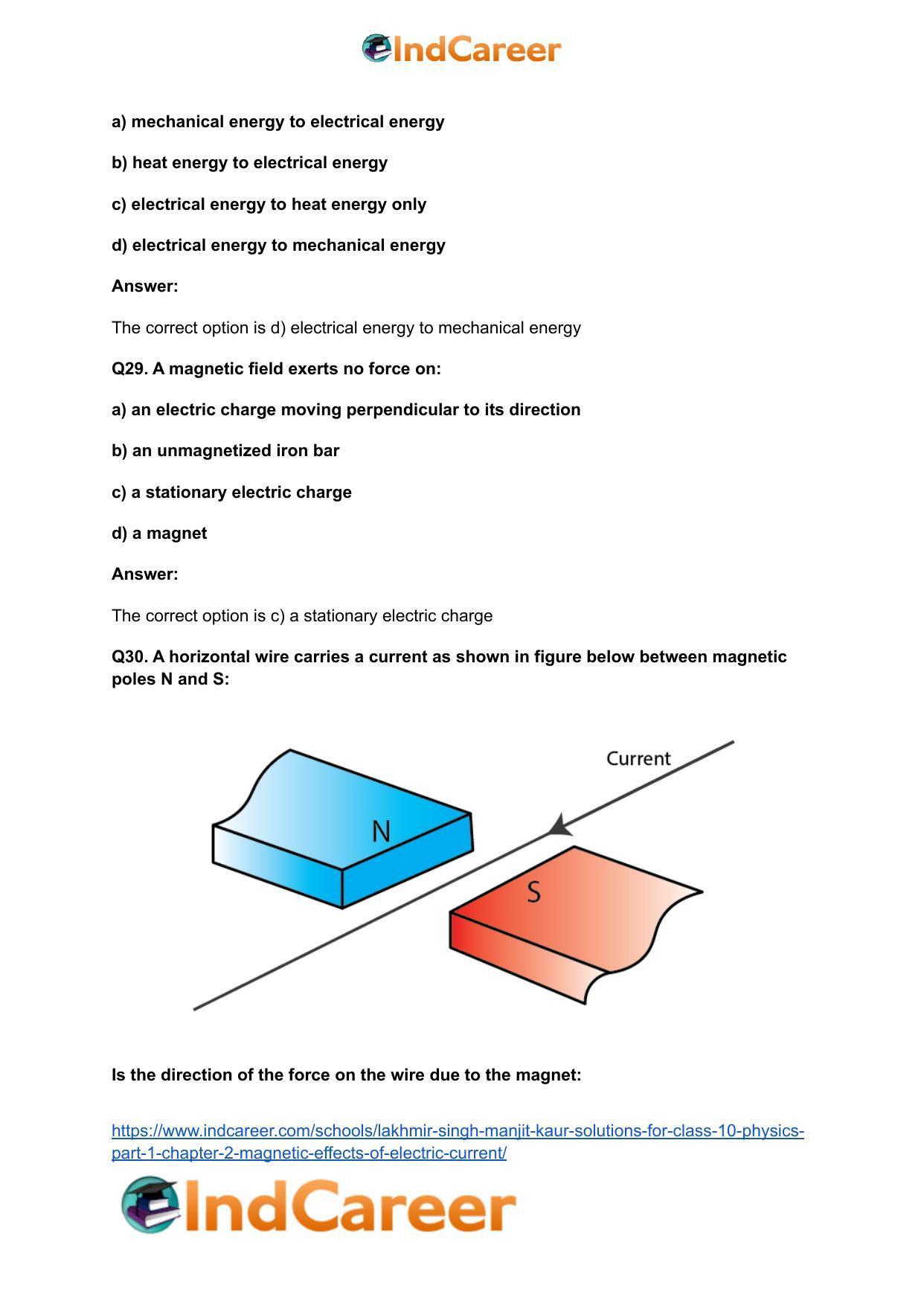 Lakhmir Singh Manjit Kaur Solutions for Class 10 Physics (Part 1) Chapter 2- Magnetic Effects Of Electric Current - Page 34