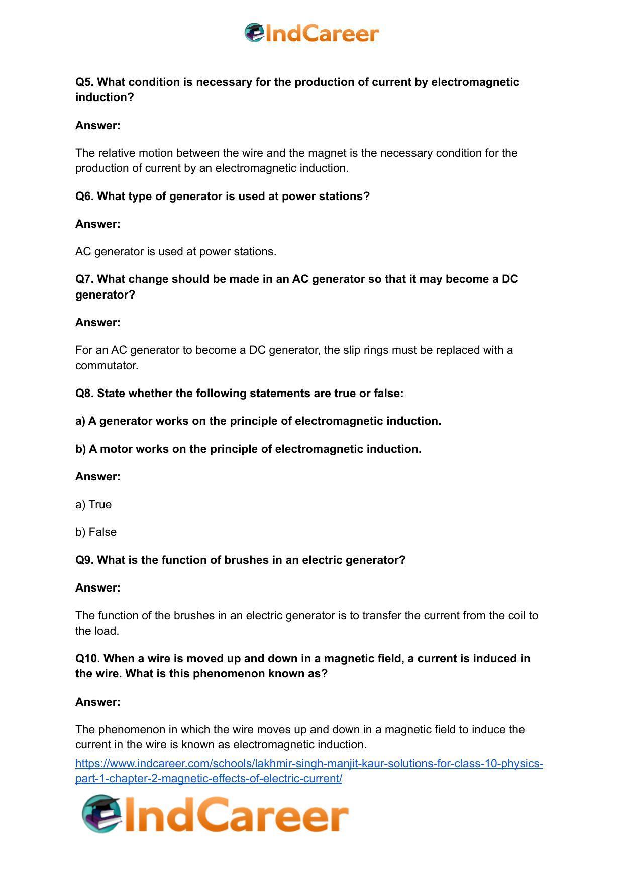 Lakhmir Singh Manjit Kaur Solutions for Class 10 Physics (Part 1) Chapter 2- Magnetic Effects Of Electric Current - Page 36