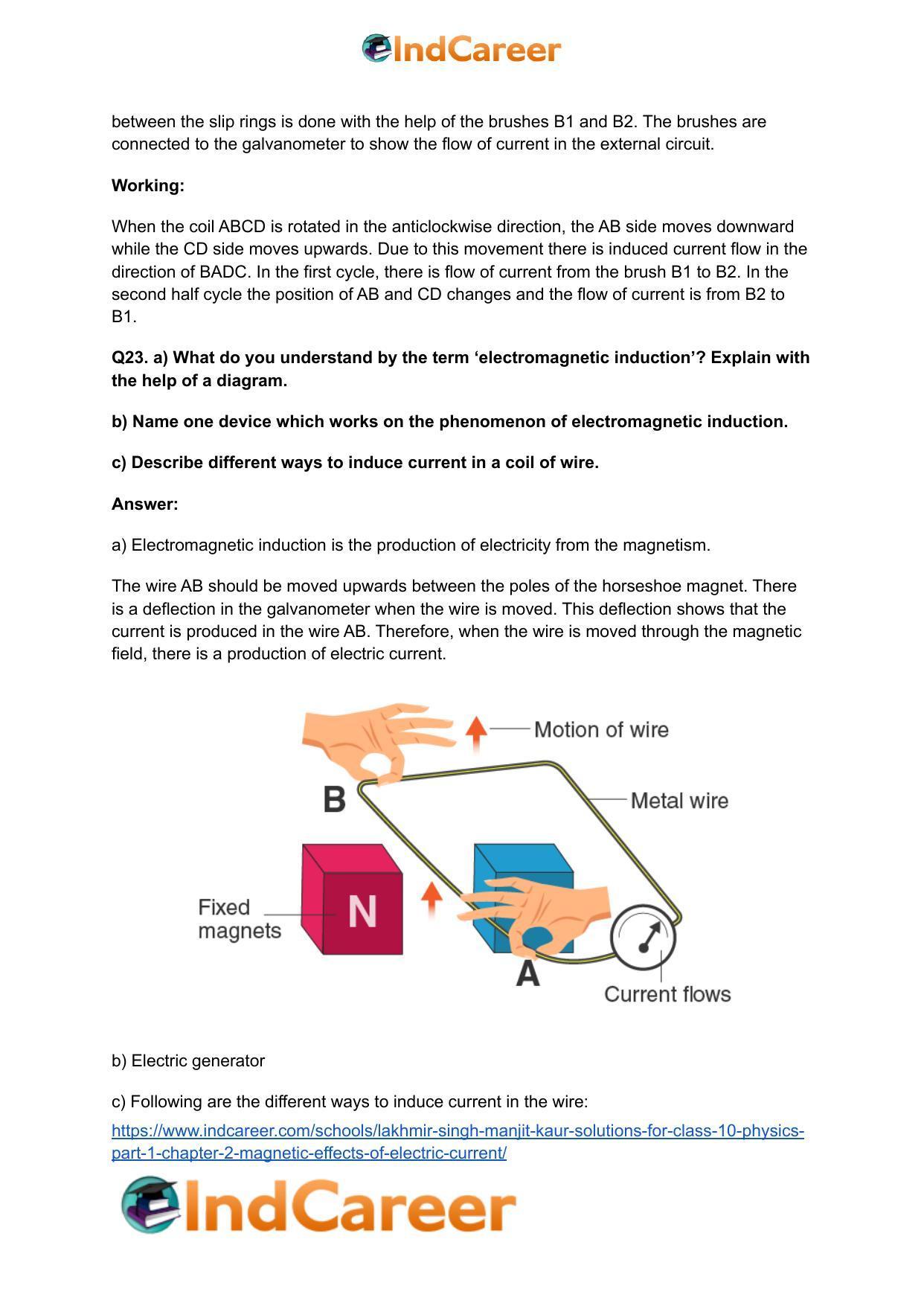Lakhmir Singh Manjit Kaur Solutions for Class 10 Physics (Part 1) Chapter 2- Magnetic Effects Of Electric Current - Page 42