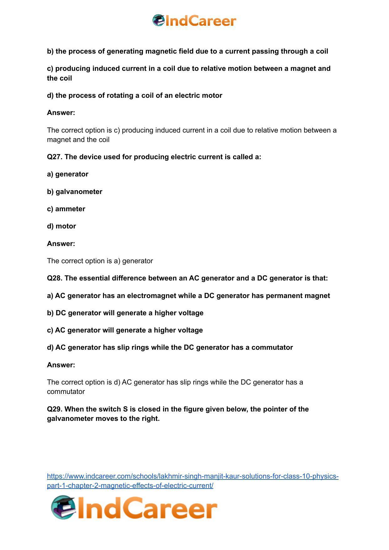 Lakhmir Singh Manjit Kaur Solutions for Class 10 Physics (Part 1) Chapter 2- Magnetic Effects Of Electric Current - Page 44