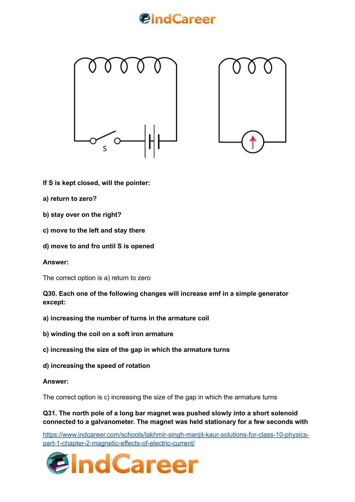 Lakhmir Singh Manjit Kaur Solutions for Class 10 Physics (Part 1) Chapter 2- Magnetic Effects Of Electric Current - Page 45