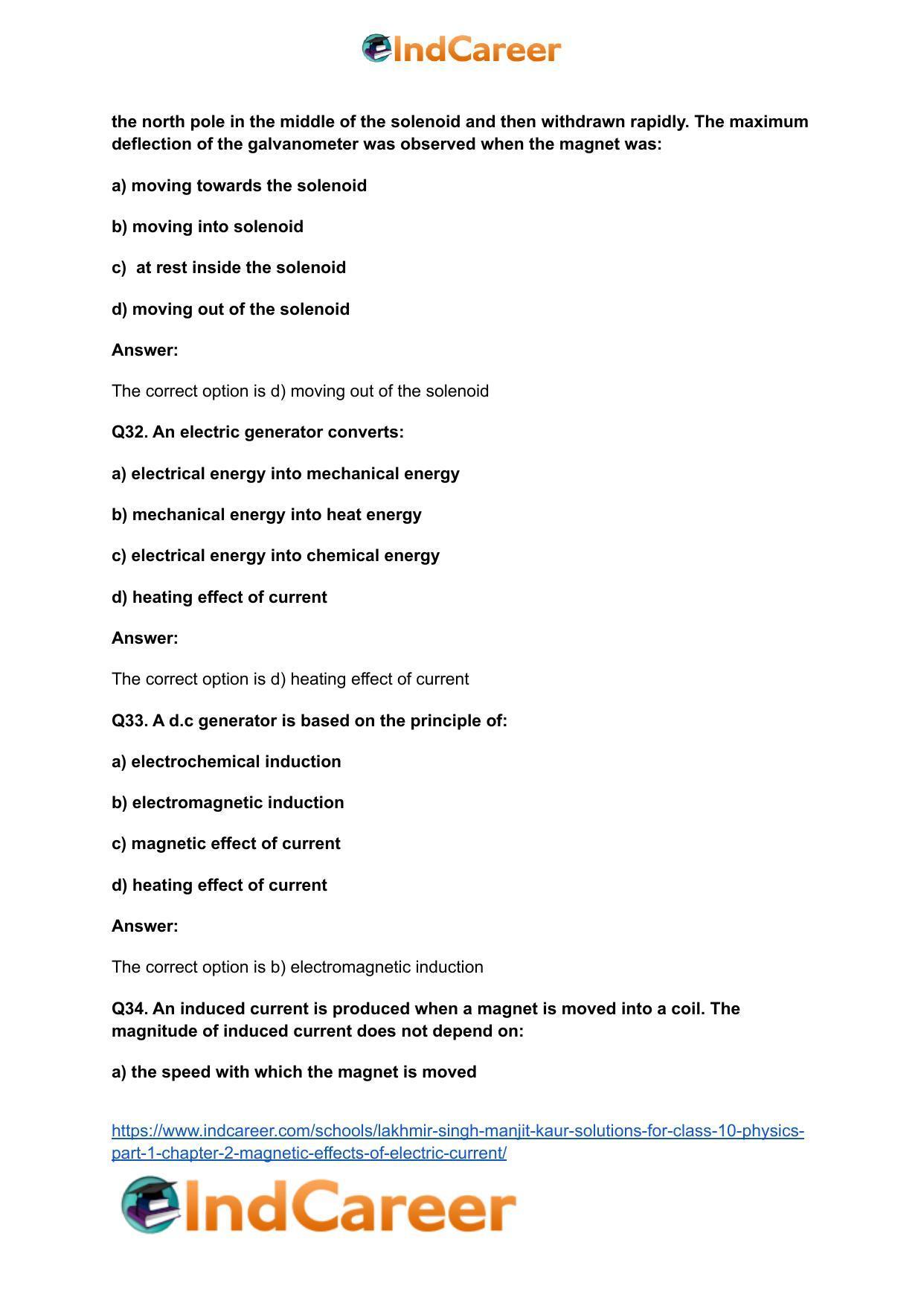 Lakhmir Singh Manjit Kaur Solutions for Class 10 Physics (Part 1) Chapter 2- Magnetic Effects Of Electric Current - Page 46