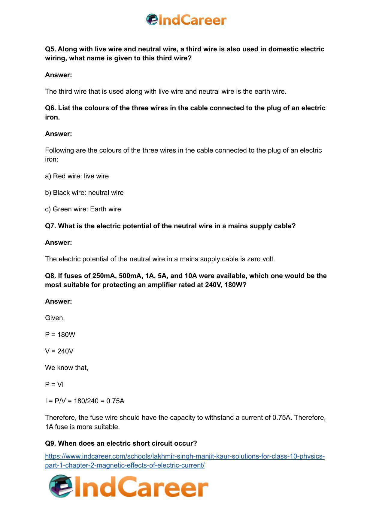Lakhmir Singh Manjit Kaur Solutions for Class 10 Physics (Part 1) Chapter 2- Magnetic Effects Of Electric Current - Page 49