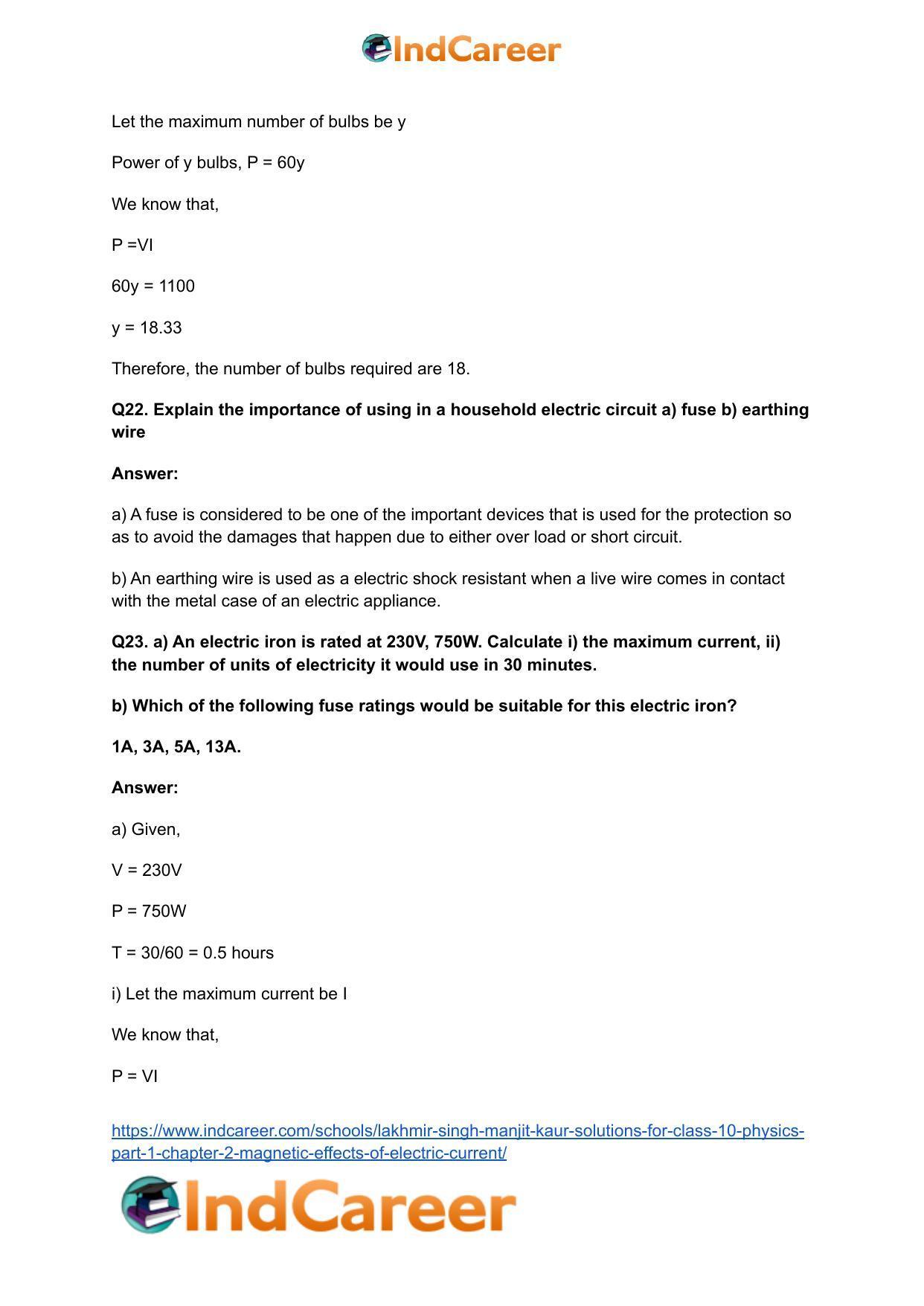 Lakhmir Singh Manjit Kaur Solutions for Class 10 Physics (Part 1) Chapter 2- Magnetic Effects Of Electric Current - Page 53