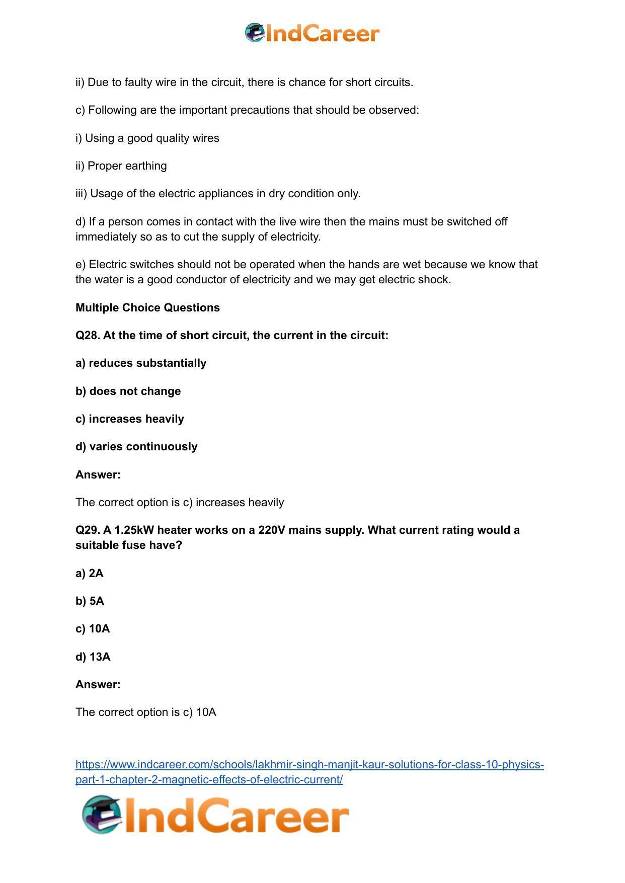 Lakhmir Singh Manjit Kaur Solutions for Class 10 Physics (Part 1) Chapter 2- Magnetic Effects Of Electric Current - Page 56