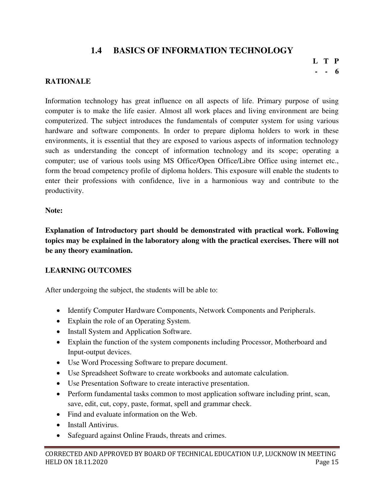 SYLLABUS FOR FIRST SEMESTER SESSION (2020-2021) - SIX SEMESTER DIPLOMA COURSE IN INTERIOR DECORATION AND DESIGN - Page 15
