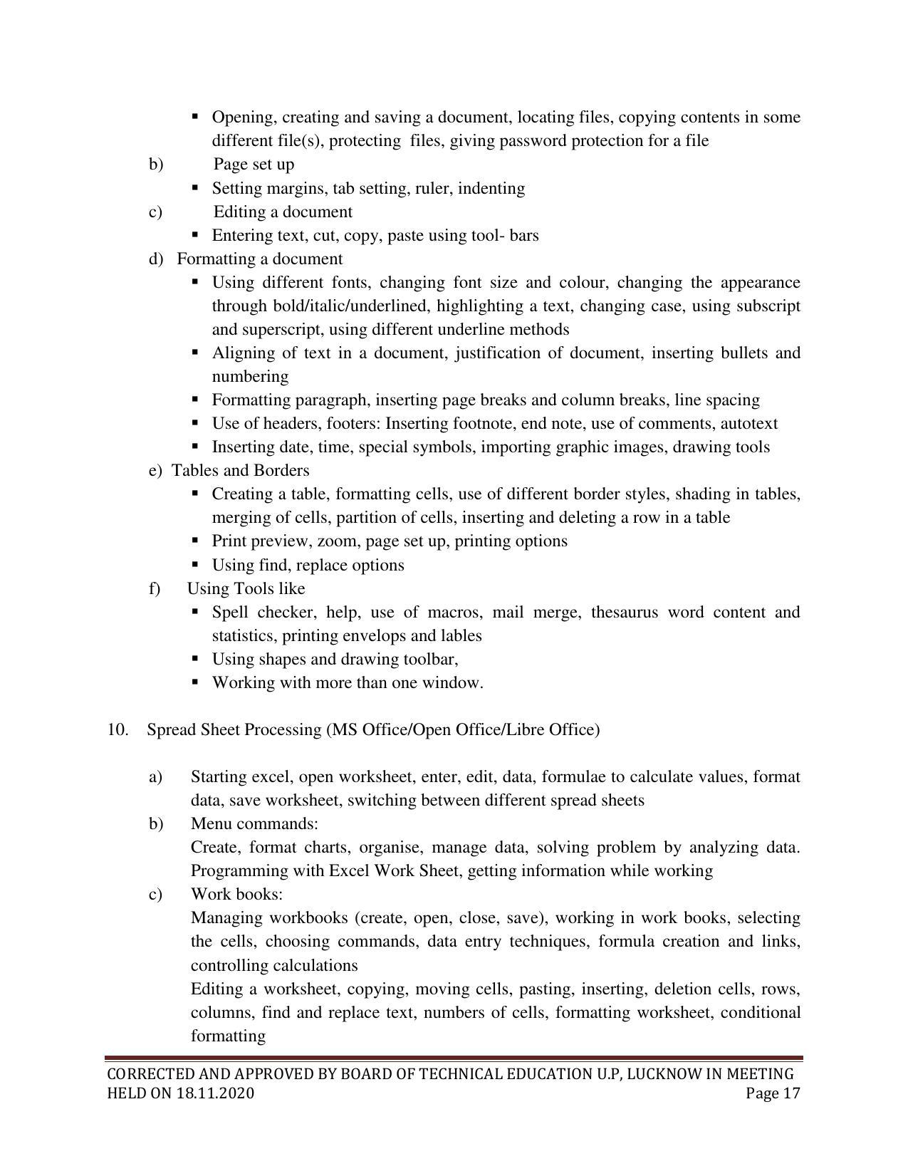 SYLLABUS FOR FIRST SEMESTER SESSION (2020-2021) - SIX SEMESTER DIPLOMA COURSE IN INTERIOR DECORATION AND DESIGN - Page 17