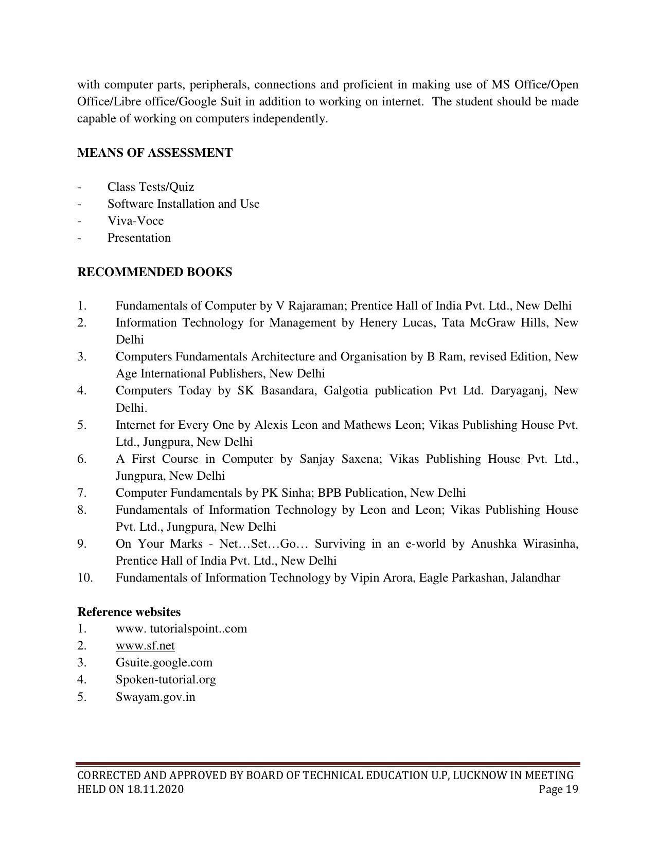 SYLLABUS FOR FIRST SEMESTER SESSION (2020-2021) - SIX SEMESTER DIPLOMA COURSE IN INTERIOR DECORATION AND DESIGN - Page 19