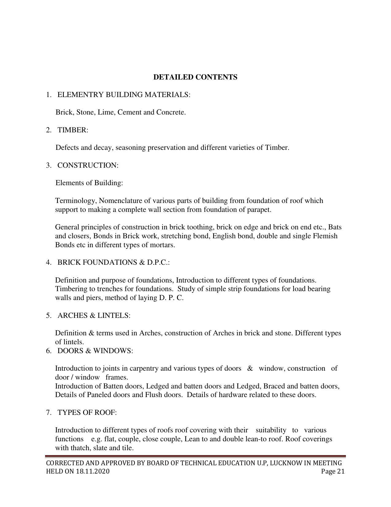 SYLLABUS FOR FIRST SEMESTER SESSION (2020-2021) - SIX SEMESTER DIPLOMA COURSE IN INTERIOR DECORATION AND DESIGN - Page 21