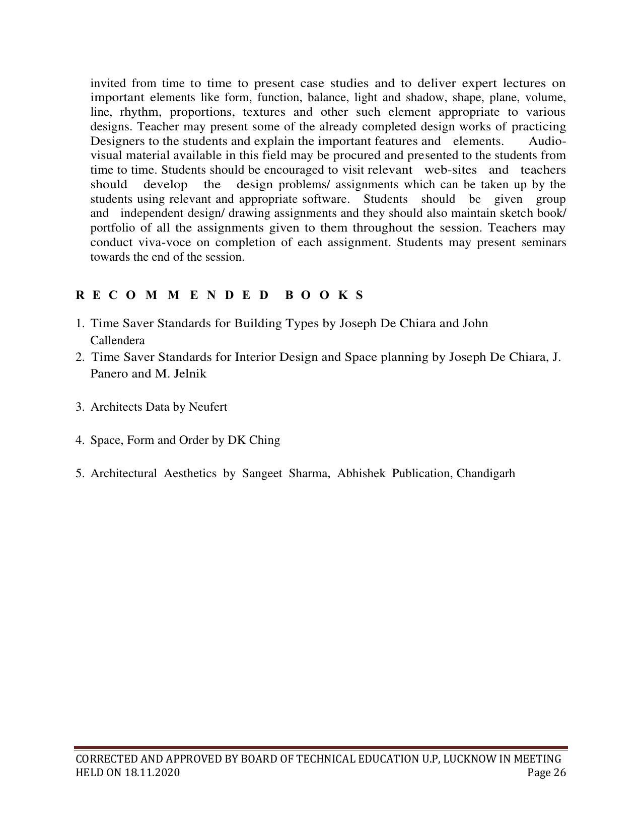 SYLLABUS FOR FIRST SEMESTER SESSION (2020-2021) - SIX SEMESTER DIPLOMA COURSE IN INTERIOR DECORATION AND DESIGN - Page 26