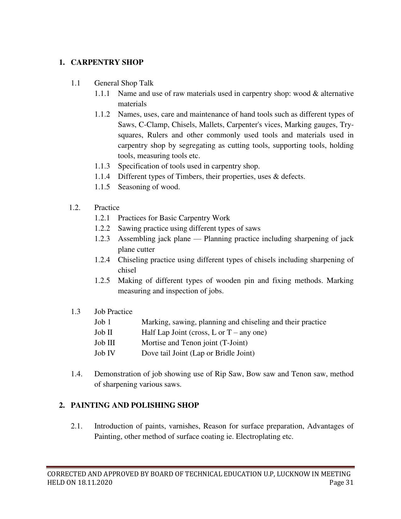 SYLLABUS FOR FIRST SEMESTER SESSION (2020-2021) - SIX SEMESTER DIPLOMA COURSE IN INTERIOR DECORATION AND DESIGN - Page 31