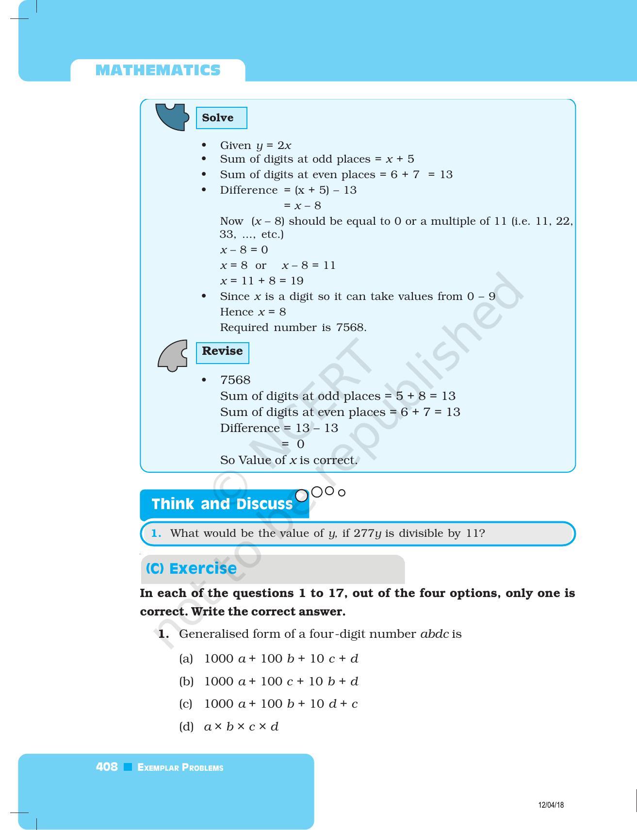 NCERT Exemplar Book for Class 8 Maths: Chapter 13- Playing with Numbers - Page 4