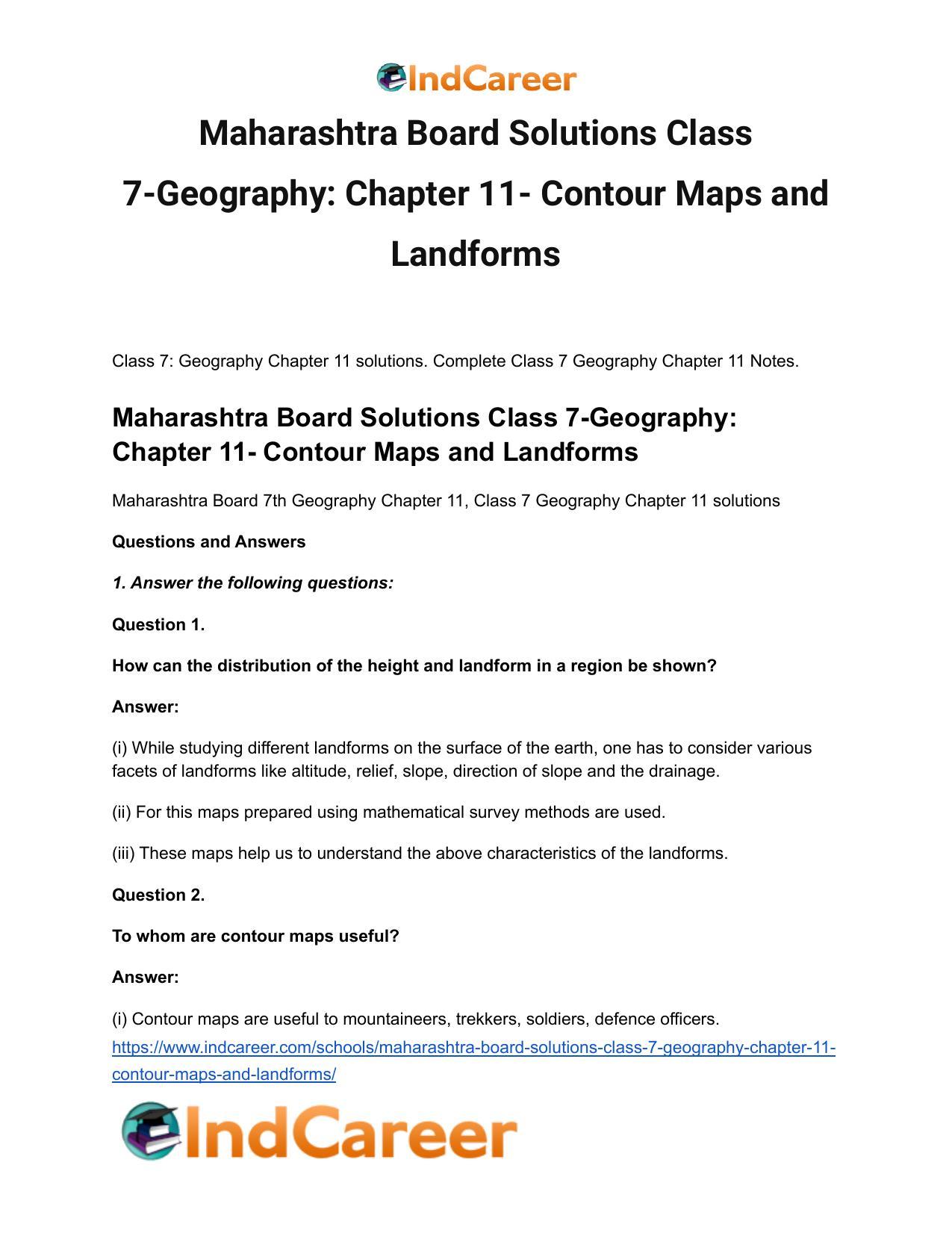Maharashtra Board Solutions Class 7-Geography: Chapter 11- Contour Maps and Landforms - Page 2