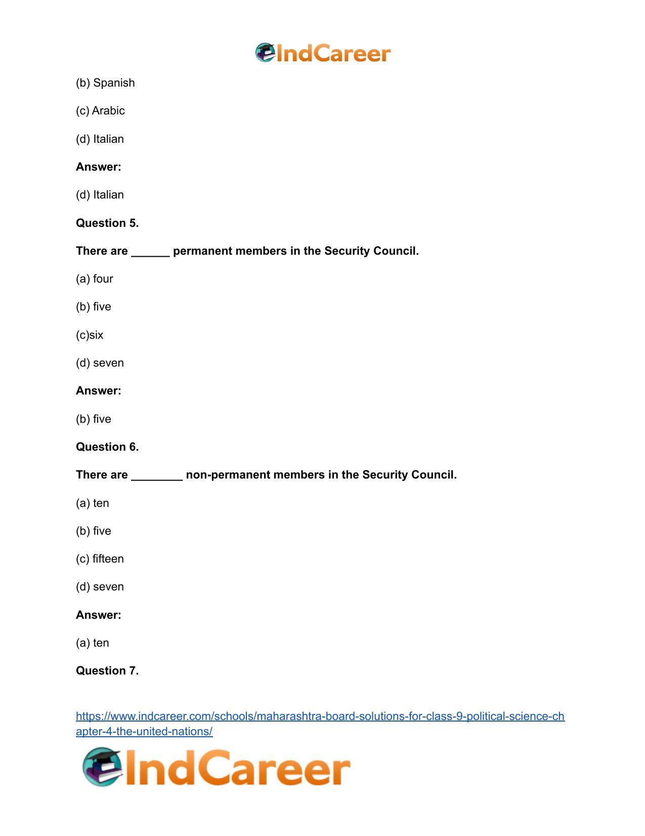 Maharashtra Board Solutions for Class 9- Political Science: Chapter 4- The United Nations - Page 15