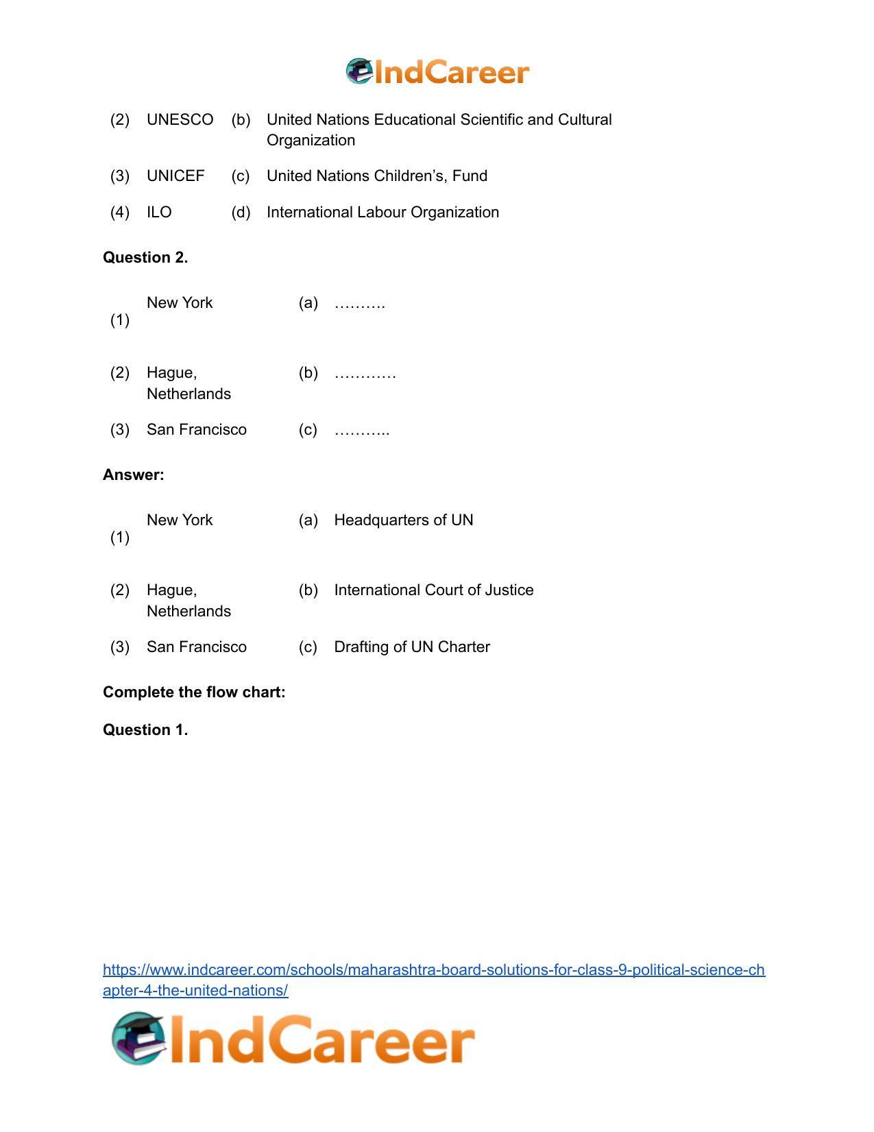 Maharashtra Board Solutions for Class 9- Political Science: Chapter 4- The United Nations - Page 23