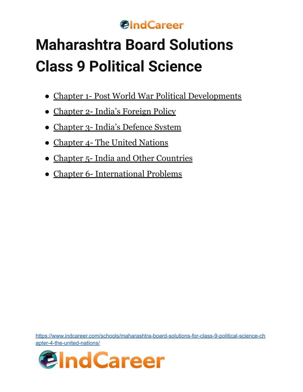 Maharashtra Board Solutions for Class 9- Political Science: Chapter 4- The United Nations - Page 33